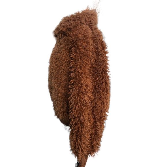 Sherpa Faux Fur Fuzzy Jacket Wild Fable Brown Women’s Long Sleeve Zip-Up Sz M - Picture 3 of 8